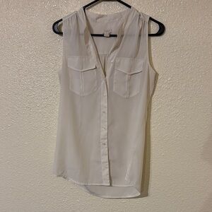 J. Crew Sleeveless Blouse - White Button-Up